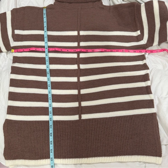 LINE and DOT TURTLENECK PULLOVER SWEATER KNIT STRIPE LONG SLEEVES WARM COZY FALL - Picture 5 of 7